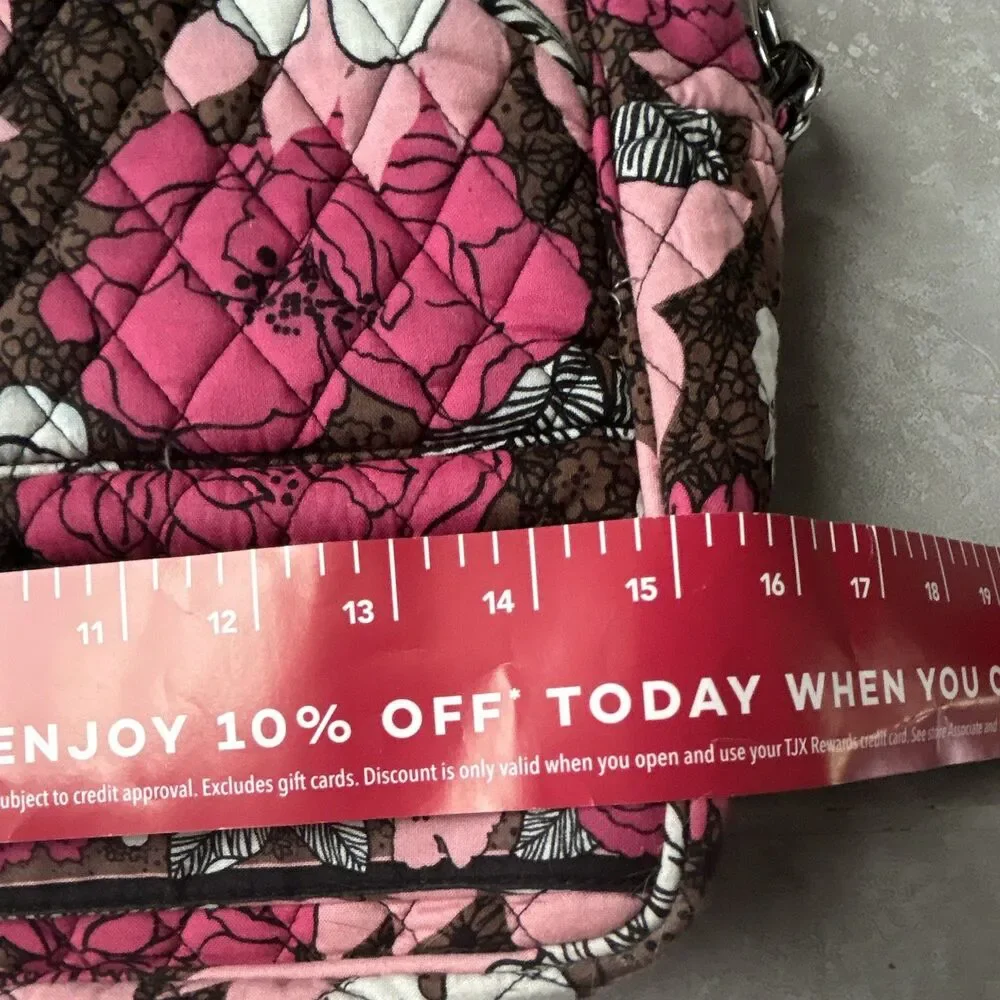 Vera Bradley Floral Pink Brown White computer bag size 15 x 12 x 4 inches